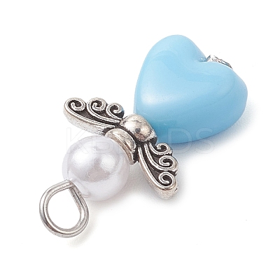 Acrylic & ABS Plastic Imitation Pearl Angel Pendants PALLOY-JF04466-02-1