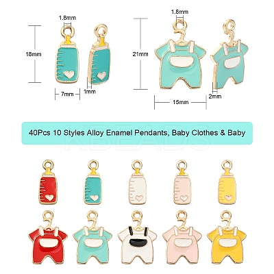 40Pcs 10 Styles Alloy Enamel Pendants ENAM-CJ0002-40-1