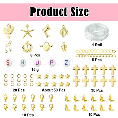 DIY Round Glass Seed Beads & Alloy Charms Bracelet Making Kits DIY-FS0007-19-1