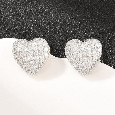 Brass Micro Pave Clear Cubic Zirconia Stud Earrings EJEW-G471-31P-02-1