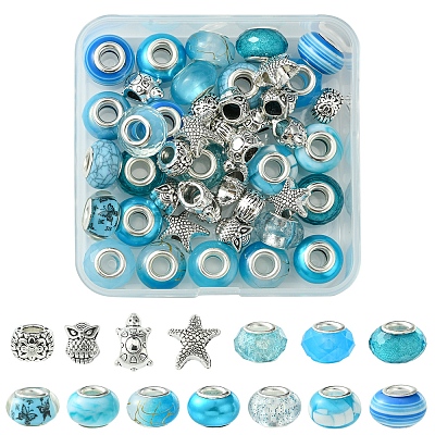DIY Tibetan Style Alloy & Resin European Beads Making Finding Kits DIY-FS0006-78F-1