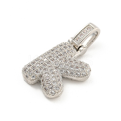 Brass Micro Pave Clear Cubic Zirconia Pendants KK-B099-01P-K-1