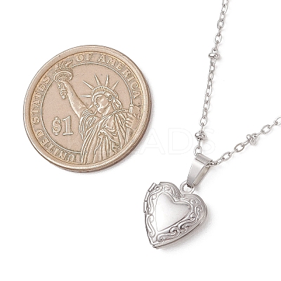 316 Stainless Steel Heart Locket Pendant 304 Stainless Steel Satellite Chain Necklaces for Women NJEW-JN05821-1