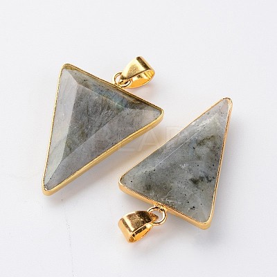 Faceted Triangle Natural Labradorite Big Pendants X-G-M294-03-1