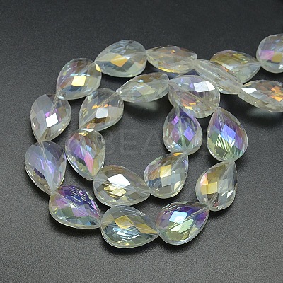 Electroplate Crystal Glass Teardrop Beads Strands EGLA-F067A-01-1