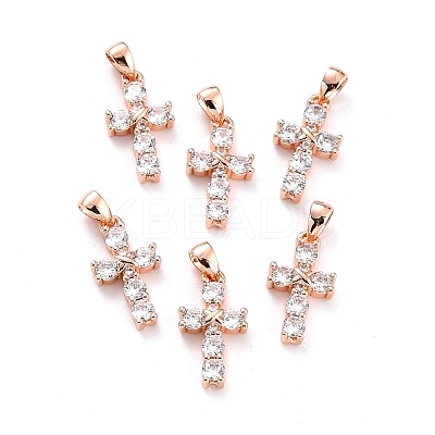 Brass Micro Pave Cubic Zirconia Pendants ZIRC-P089-21RG-1