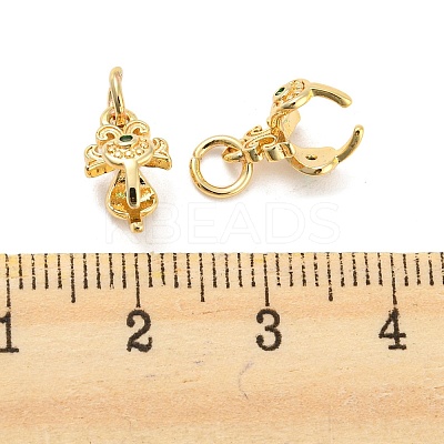 Brass Micro Pave Green Cubic Zirconia Ice Pick Pinch Bails KK-H452-35KCG-01-1