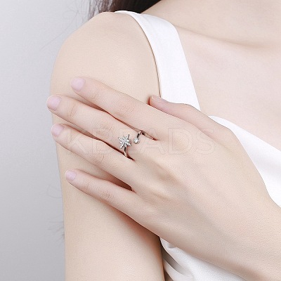 Rotatable Cat Eye Open Ring with Cubic Zirconia RJEW-Q776-01G-01-1