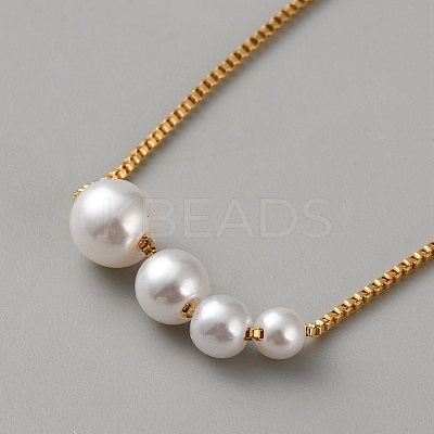 Plastic Round Graduated Beaded Stainless Steel Box Chain Necklaces NJEW-WH0020-73-1
