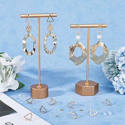 16Pcs Hollow Triangle Brass Stud Earring Findings DIY-CN0002-68-1