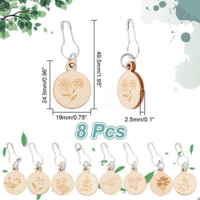 Wooden Pendant Stitch Markers FIND-WH0110-776-1