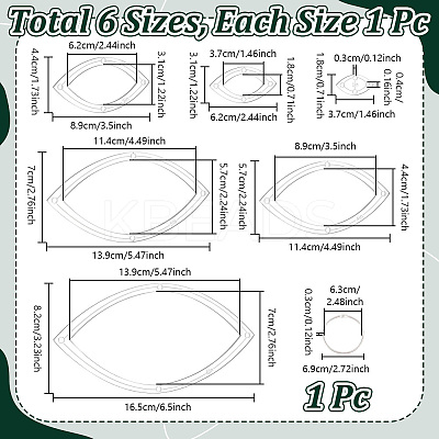 6Pcs 6 Styles Transparent Acrylic Sewing Template AJEW-NB0007-76B-1