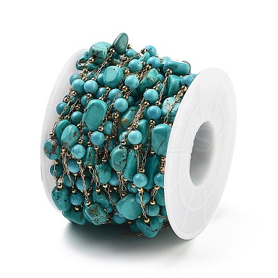 Handmade Nuggets Synthetic Turquoise Beaded Chains CHS-P019-06G-B-1