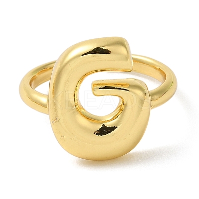 Initials Brass Open Cuff Ring for Women RJEW-N046-02G-G-1