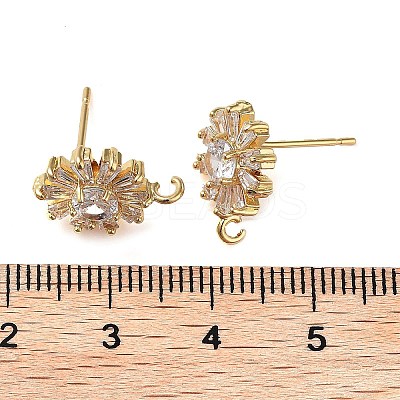 Brass Micro Pave Cubic Zirconia Studs Earring Findings KK-K364-09G-1