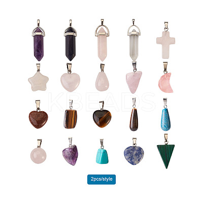 Natural & Synthetic Mixed Gemstone Pendants G-TA0001-21-1