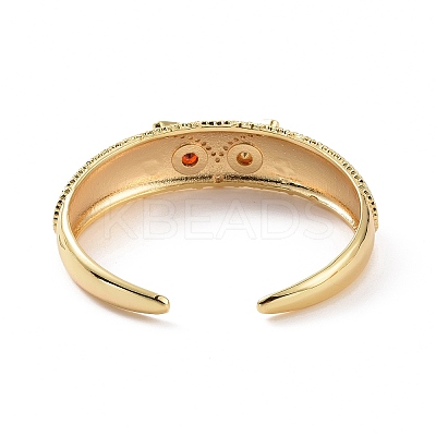 Cubic Zirconia Owl Open Cuff Bangle BJEW-F445-05G-1