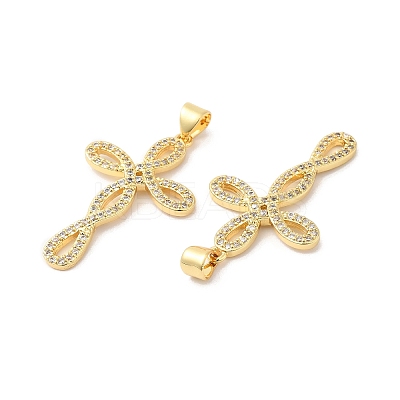 Brass Micro Pave Clear Cubic Zirconia Pendants ZIRC-L103-024G-1