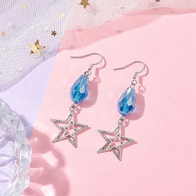 Alloy Star Dangle Earrings EJEW-JE05873-1