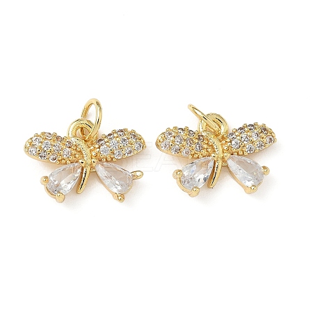 Brass Micro Pave Cubic Zirconia Charms KK-L243-06G-01-1