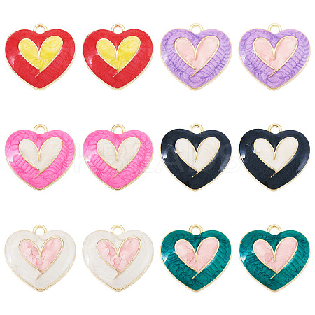 12Pcs 6 Colors Alloy Enamel Pendants FIND-TA0006-63-1