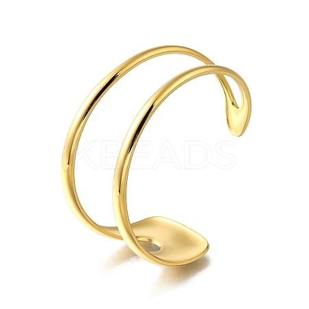 304 Stainless Steel Cuff Bangles for Women BJEW-M103-01C-G-1
