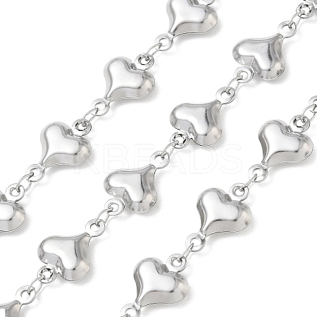 304 Stainless Steel Heart Link Chains CHS-N009-01B-P-1