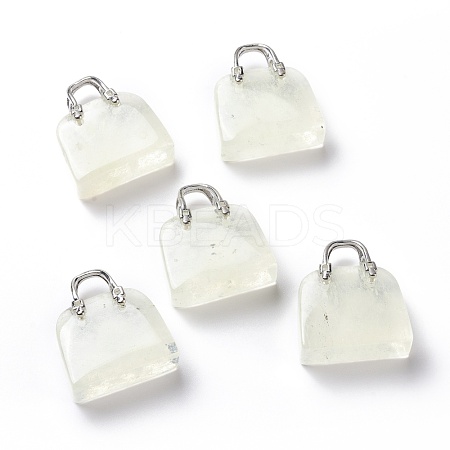 Watermelon Stone Glass Brass Pendants KK-E274-01P-023-1