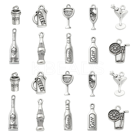 100Pcs 10 Styles Alloy Pendants TIBEP-CJ0002-43-1