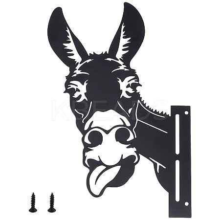 Iron Peeping Donkey Metal Art Farm Garden Decor DJEW-WH0063-05-1