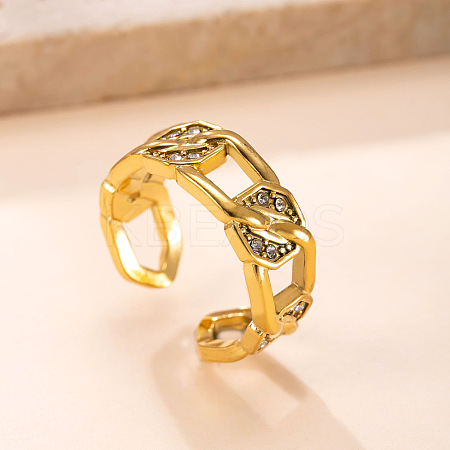 304 Stainless Steel Rhinestone Cuff Open Rings WG7ACF4-01-1