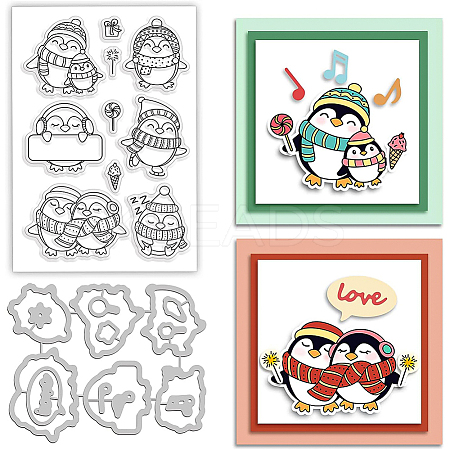 PVC Plastic Stamps & Carbon Steel Cutting Dies Stencils DIY-BC0005-73-1