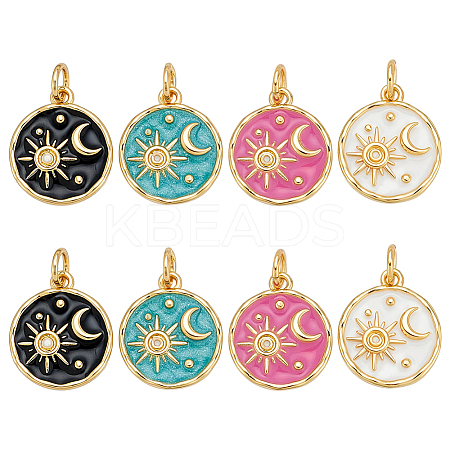 8Pcs 4 Colors Rack Plated Brass Enamel Charms KK-BC0015-22-1