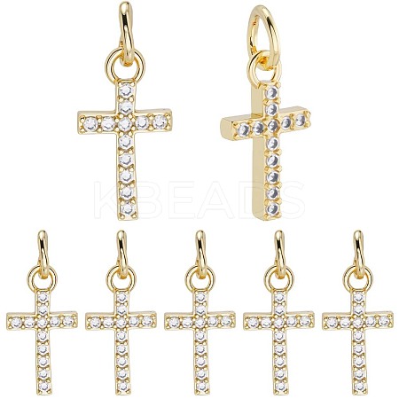 10Pcs Brass Micro Pave Clear Cubic Zirconia Charms KK-BBC0020-72-1