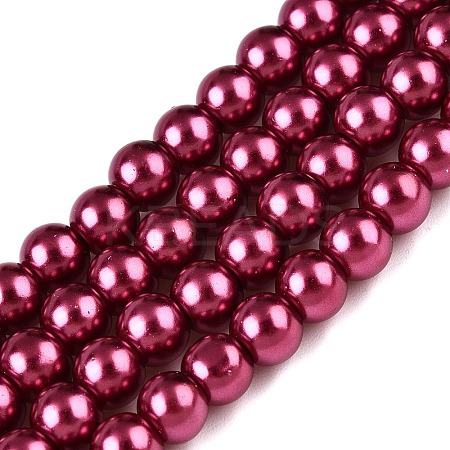 Baking Paint Pearlized Glass Pearl Round Bead Strands HY-Q330-8mm-14-1