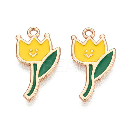 Alloy and Enamel Pendants ENAM-T021-34A-G-1