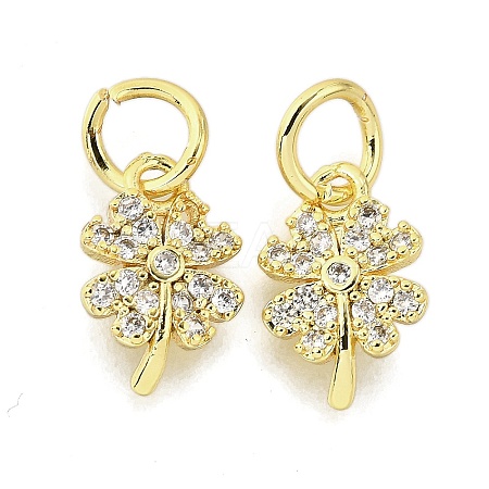 Clover Brass Micro Pave Clear Cubic Zirconia Pendants KK-K300-10G-1