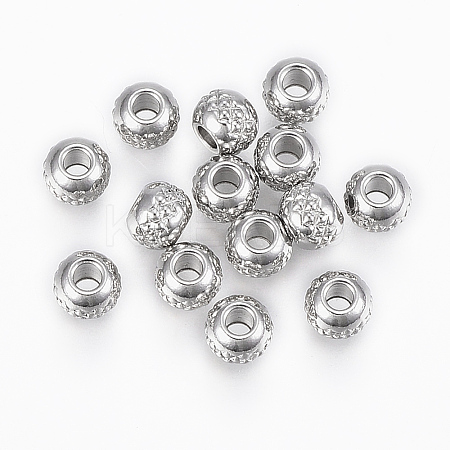 Tarnish Resistant 201 Stainless Steel Waffle Beads X-STAS-G154-37-6mm-1