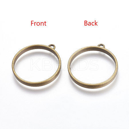 Vintage Findings Tibetan Style Alloy Ring Frame Pendants for DIY Resin Pendants X-TIBEP-M019-01AB-NF-1