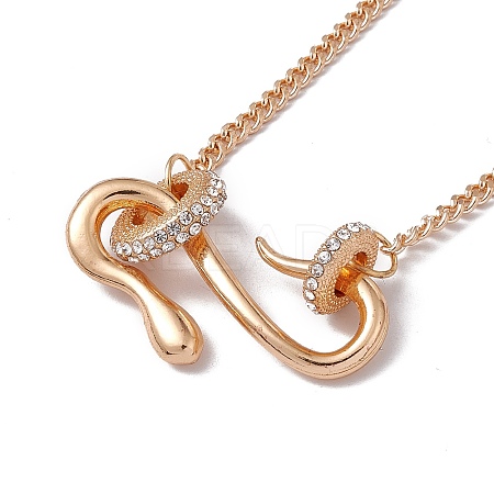 Crystal Rhinestone Snake Pendant Necklace with Alloy Curb Chains for Women LS-NJEW-I118-02KCG-1