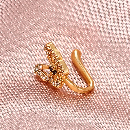 Brass Micro Pave Clear Cubic Zirconia Butterfly Clip-on Nose Septum Rings WGE0FFA-01-1