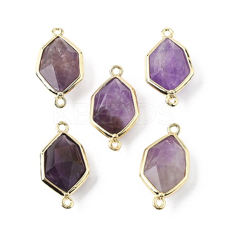 Natural Amethyst Faceted Connector Charms G-H323-05G-02-1