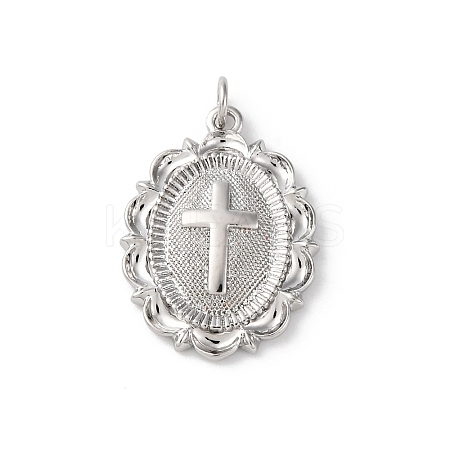 Brass Pendants with Jump Ring KK-V016-09P-1