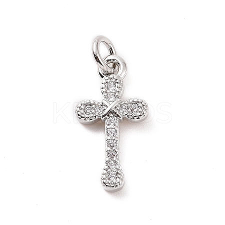 Brass Micro Pave Cubic Zirconia Pendants KK-C012-49P-1