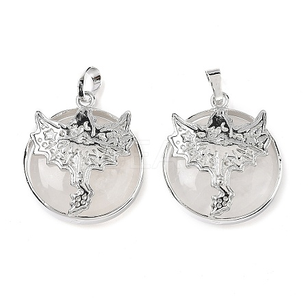 Natural Quartz Crystal Flat Round Pendants G-G279-01P-06-1