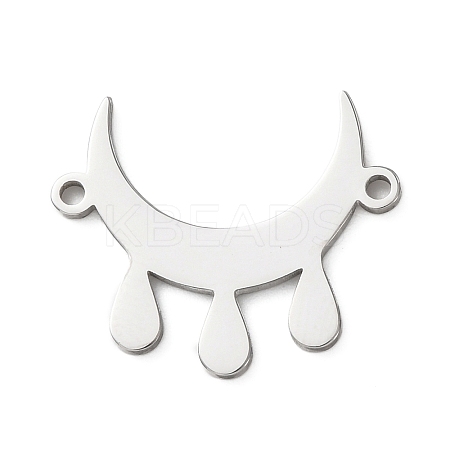 304 Stainless Steel Moon with Drop Links Connector Charms STAS-D202-11P-1