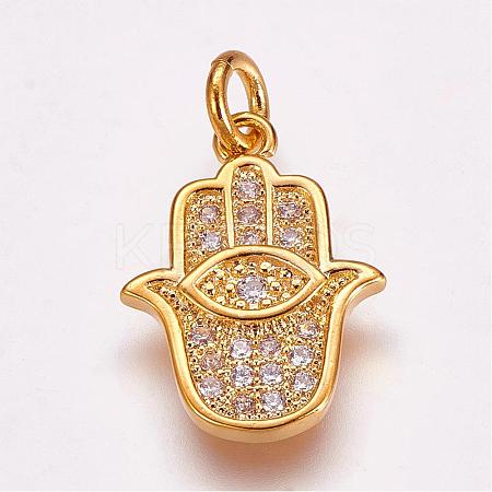 Brass Micro Pave Cubic Zirconia Pendants ZIRC-G099-39G-1