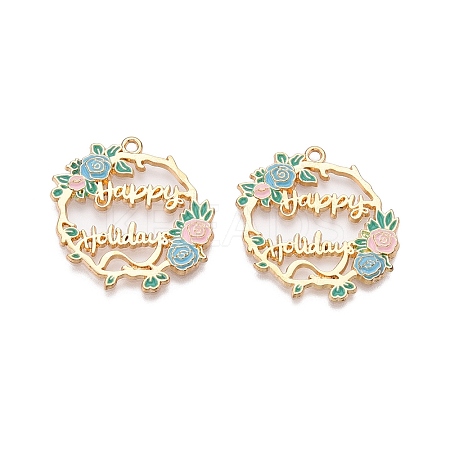 Rack Plating Alloy Enamel Pendants LS-ENAM-N056-369KCG-03-1