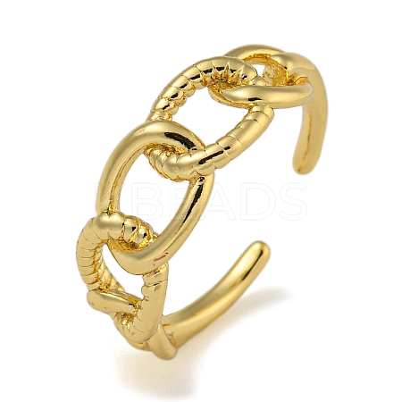 Curb Chain Shape Brass Open Cuff Rings for Women RJEW-Z050-09G-1