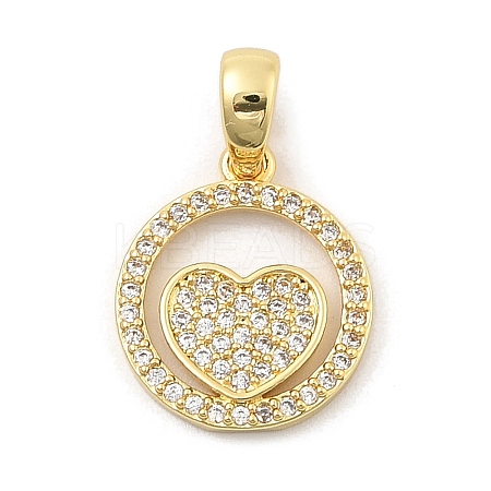 Rack Plating Leaf Brass Clear Cubic Zirconia Pendants KK-S407-12G-1